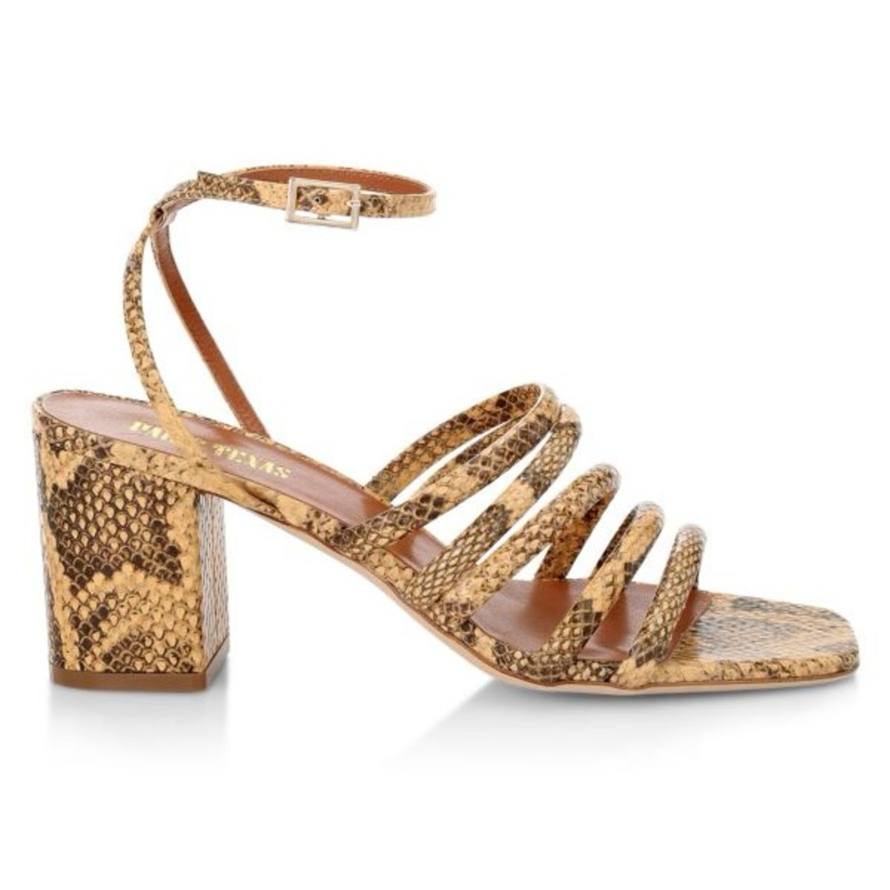 Paris Texas Snakeskin Block Heel Sandals